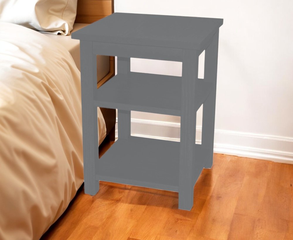 28" Gray Solid Wood Nightstand HomeRoots