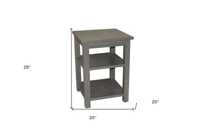 28" Gray Solid Wood Nightstand HomeRoots