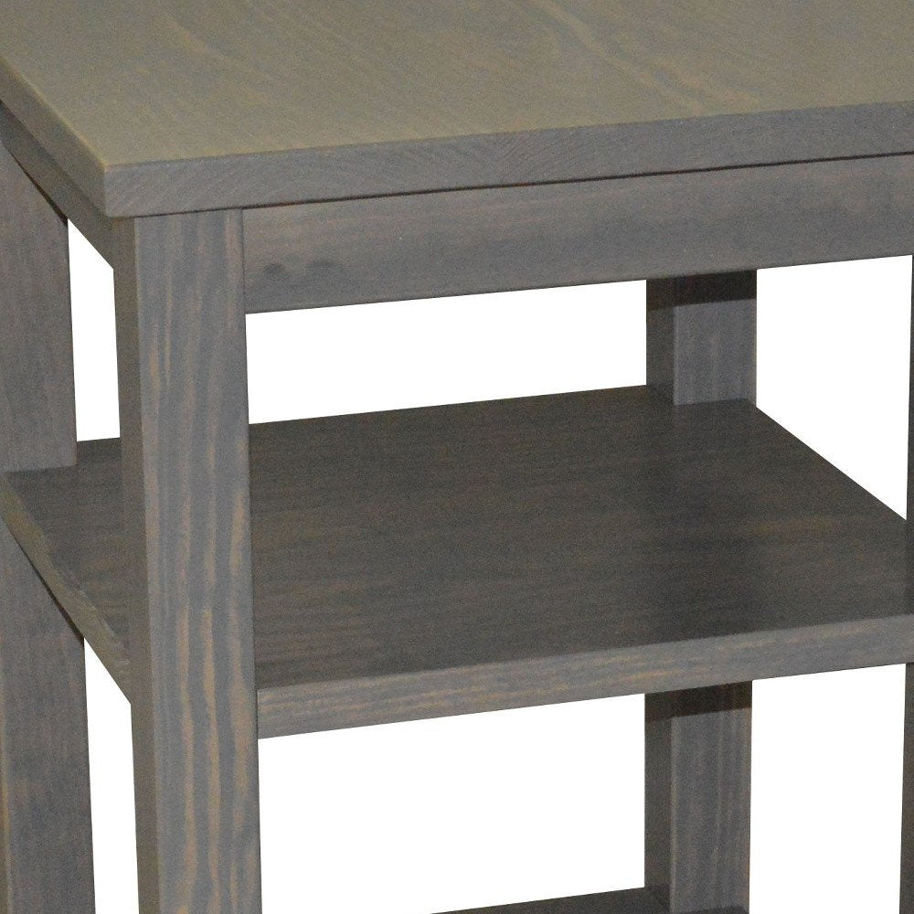 28" Gray Solid Wood Nightstand HomeRoots