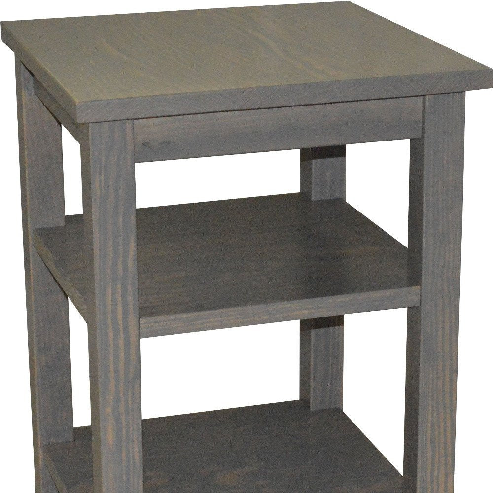 28" Gray Solid Wood Nightstand HomeRoots