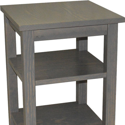 28" Gray Solid Wood Nightstand HomeRoots
