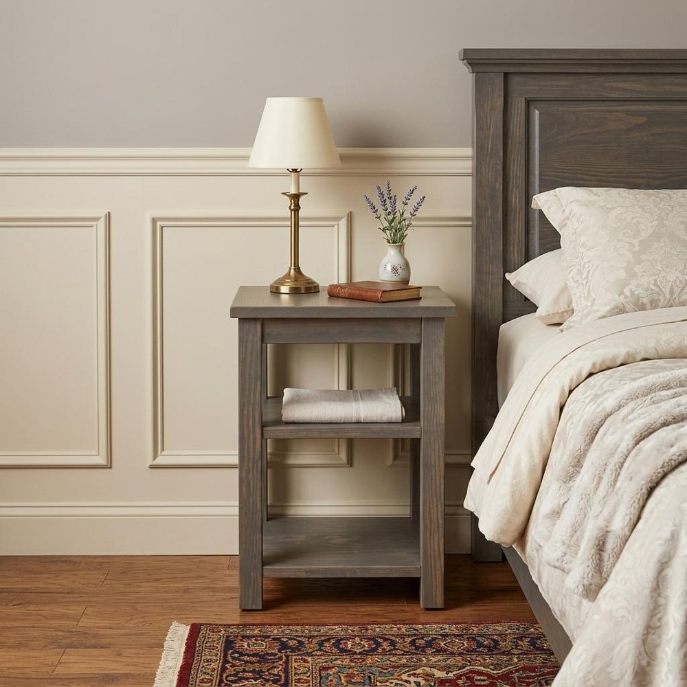 28" Gray Solid Wood Nightstand HomeRoots