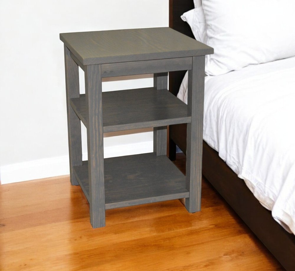 28" Gray Solid Wood Nightstand HomeRoots