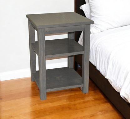28" Gray Solid Wood Nightstand HomeRoots