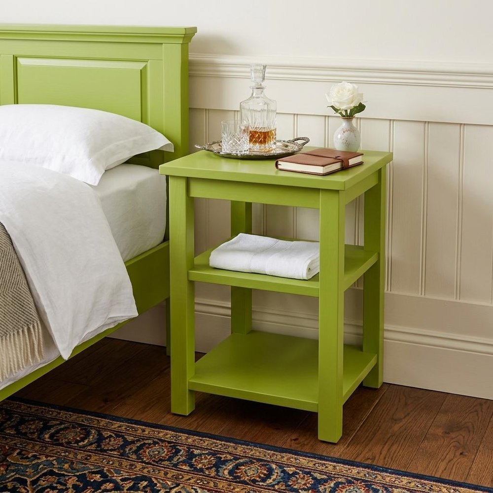 28" Green Solid Wood Nightstand HomeRoots