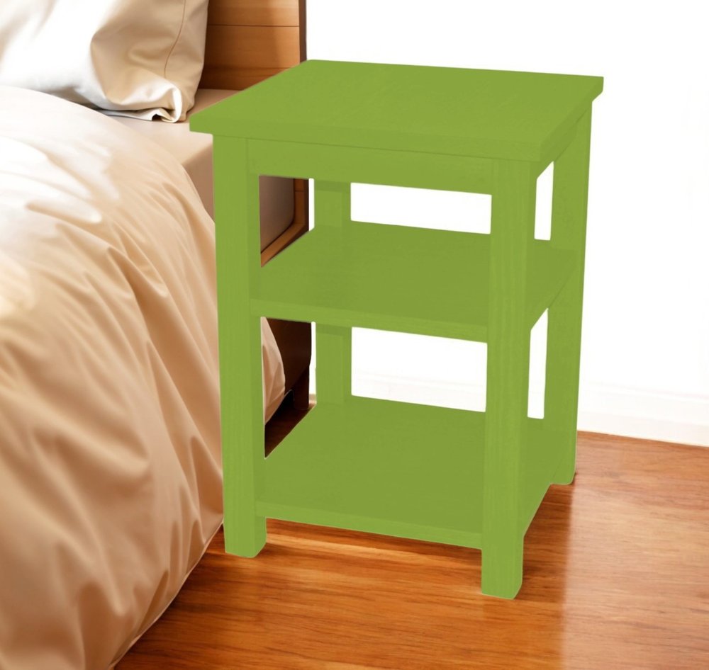 28" Green Solid Wood Nightstand HomeRoots