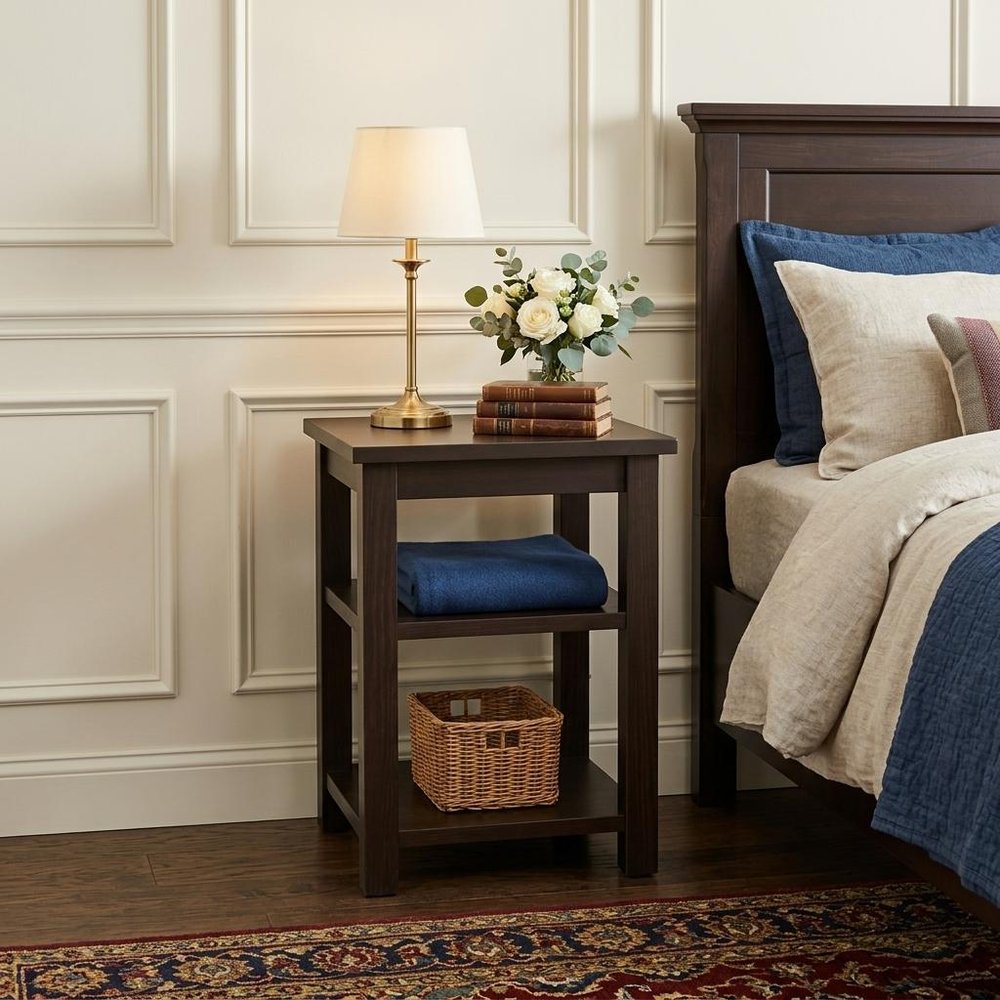 28" Brown Solid Wood Nightstand HomeRoots