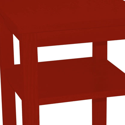 28" Red Solid Wood Nightstand HomeRoots