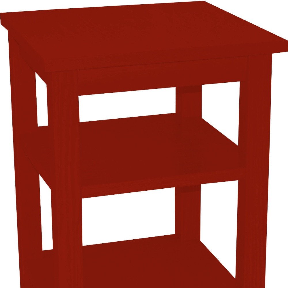 28" Red Solid Wood Nightstand HomeRoots