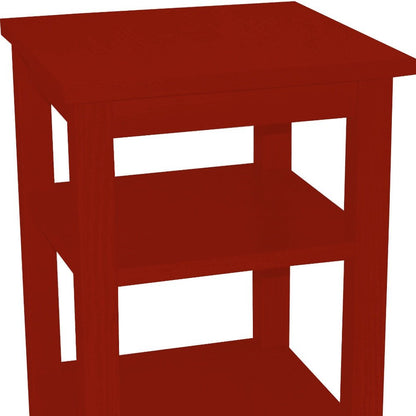 28" Red Solid Wood Nightstand HomeRoots