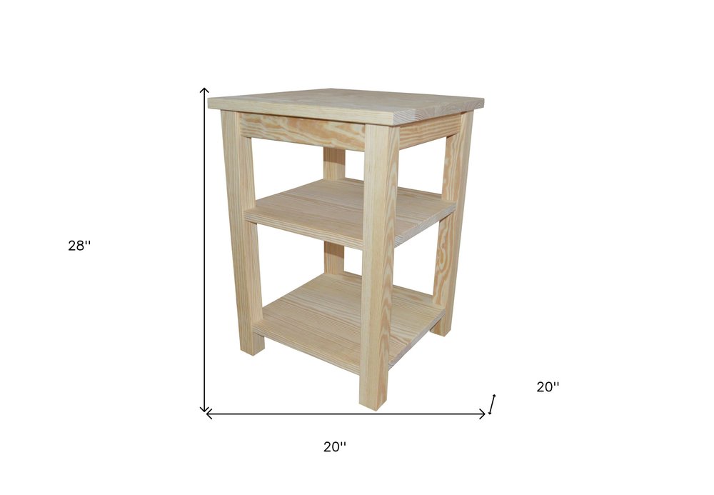 28" Tan Solid Wood Nightstand HomeRoots