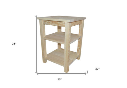 28" Tan Solid Wood Nightstand HomeRoots