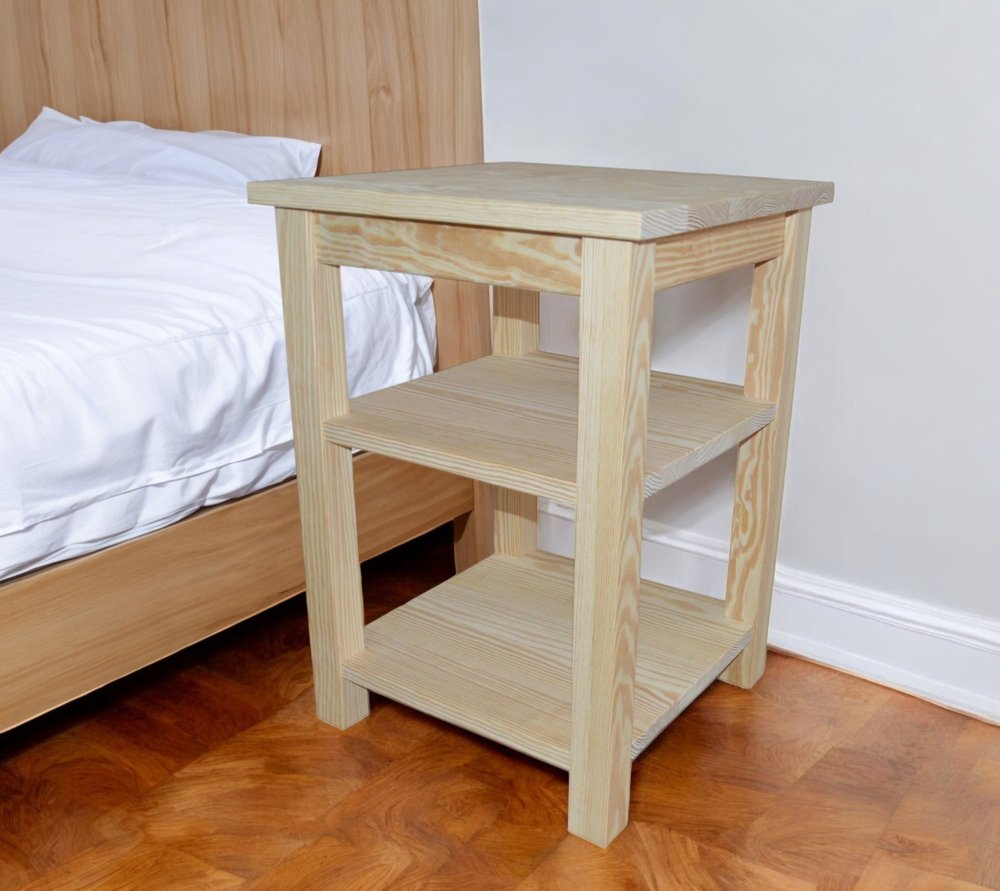 28" Tan Solid Wood Nightstand HomeRoots