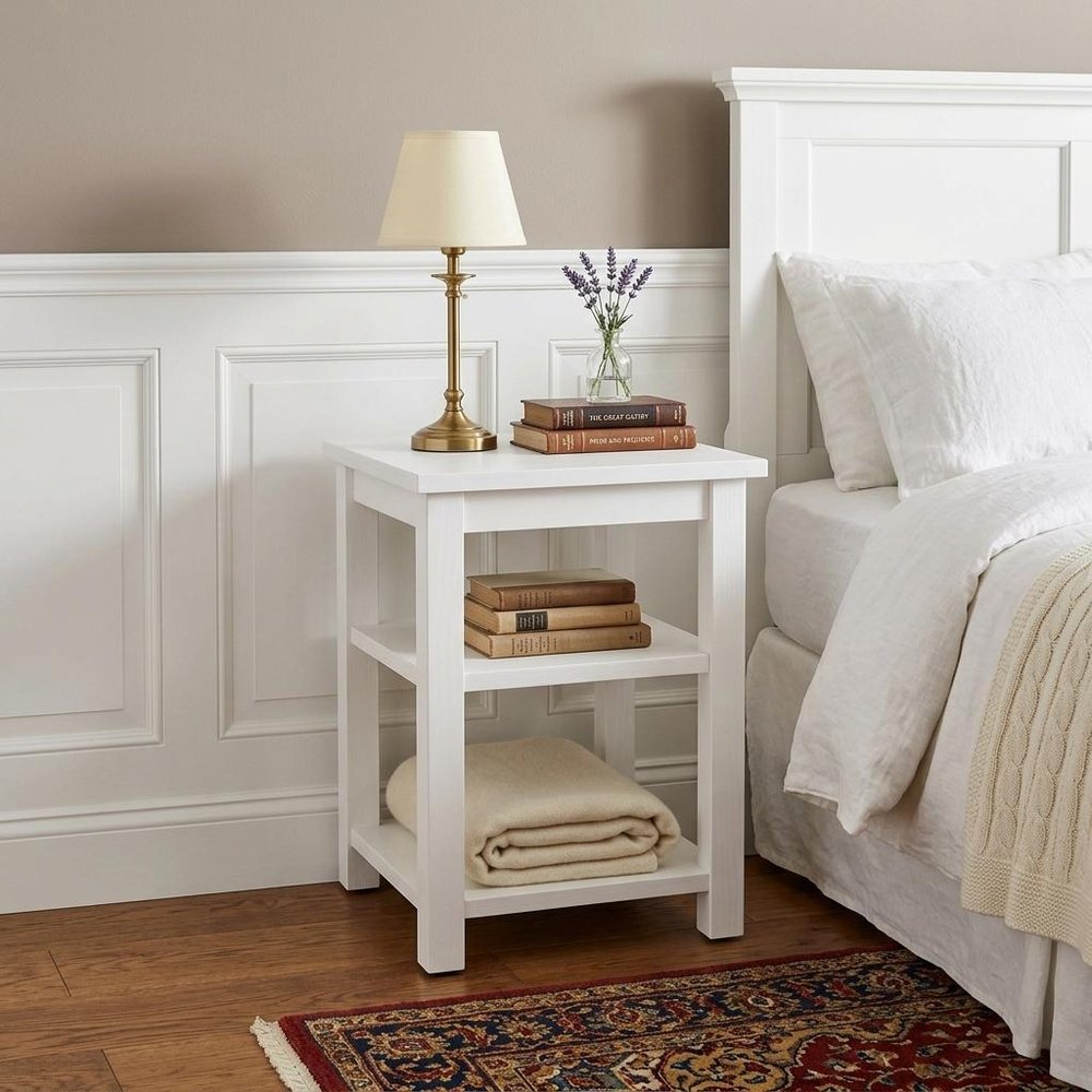 28" White Solid Wood Nightstand HomeRoots