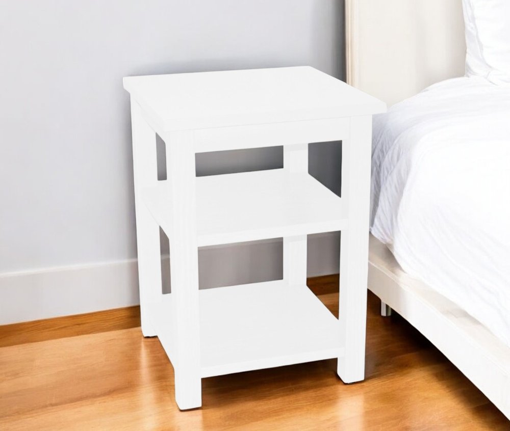 28" White Solid Wood Nightstand HomeRoots