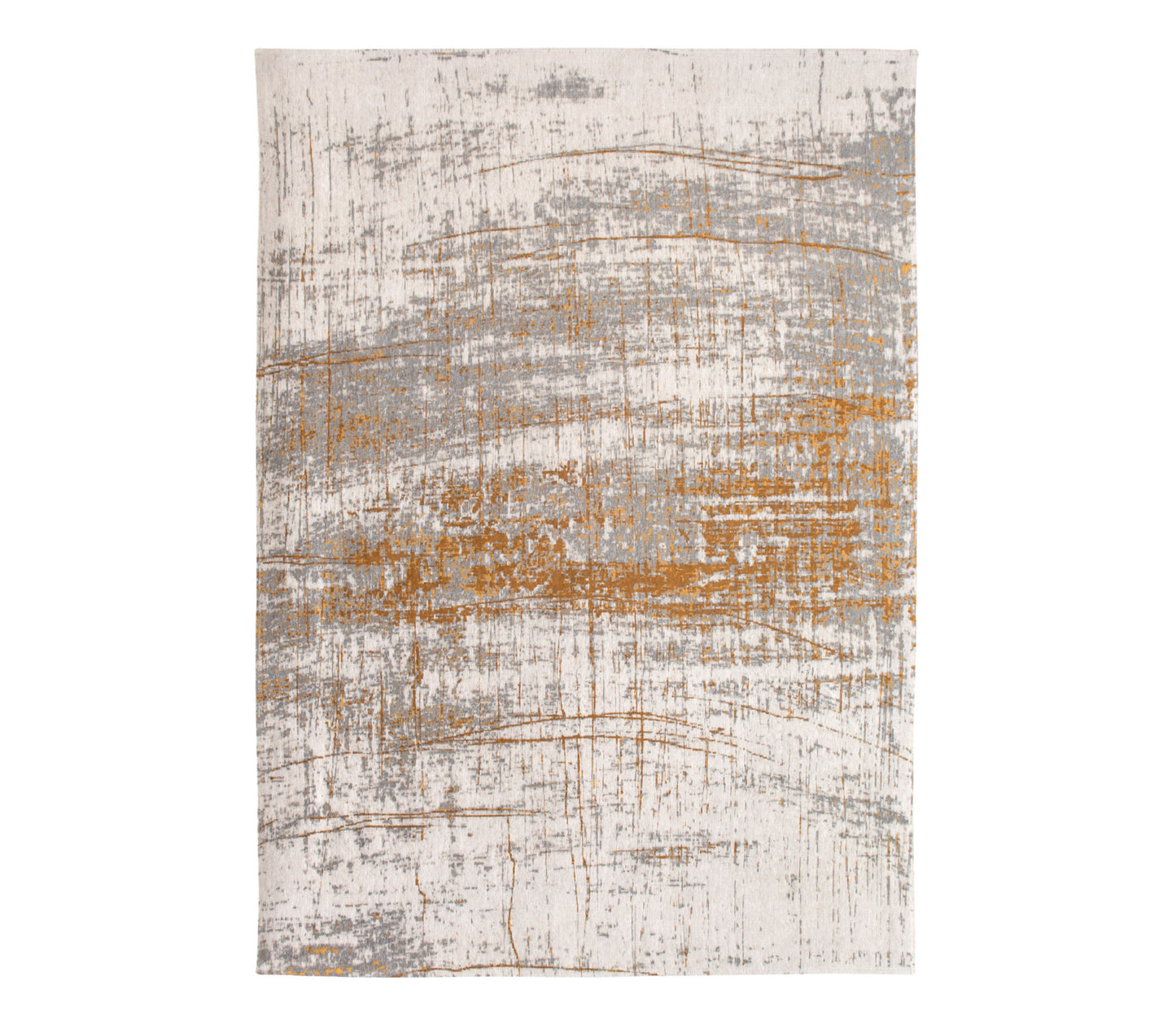 9' X 13' Gray and Gold Abstract Non Skid Area Rug - 108.0" (H) x 144.0" (W) x 0.12" (D)