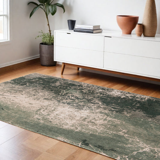 7' X 9' Beige and Green Abstract Non Skid Area Rug - 72.0" (H) x 108.0" (W) x 0.12" (D)