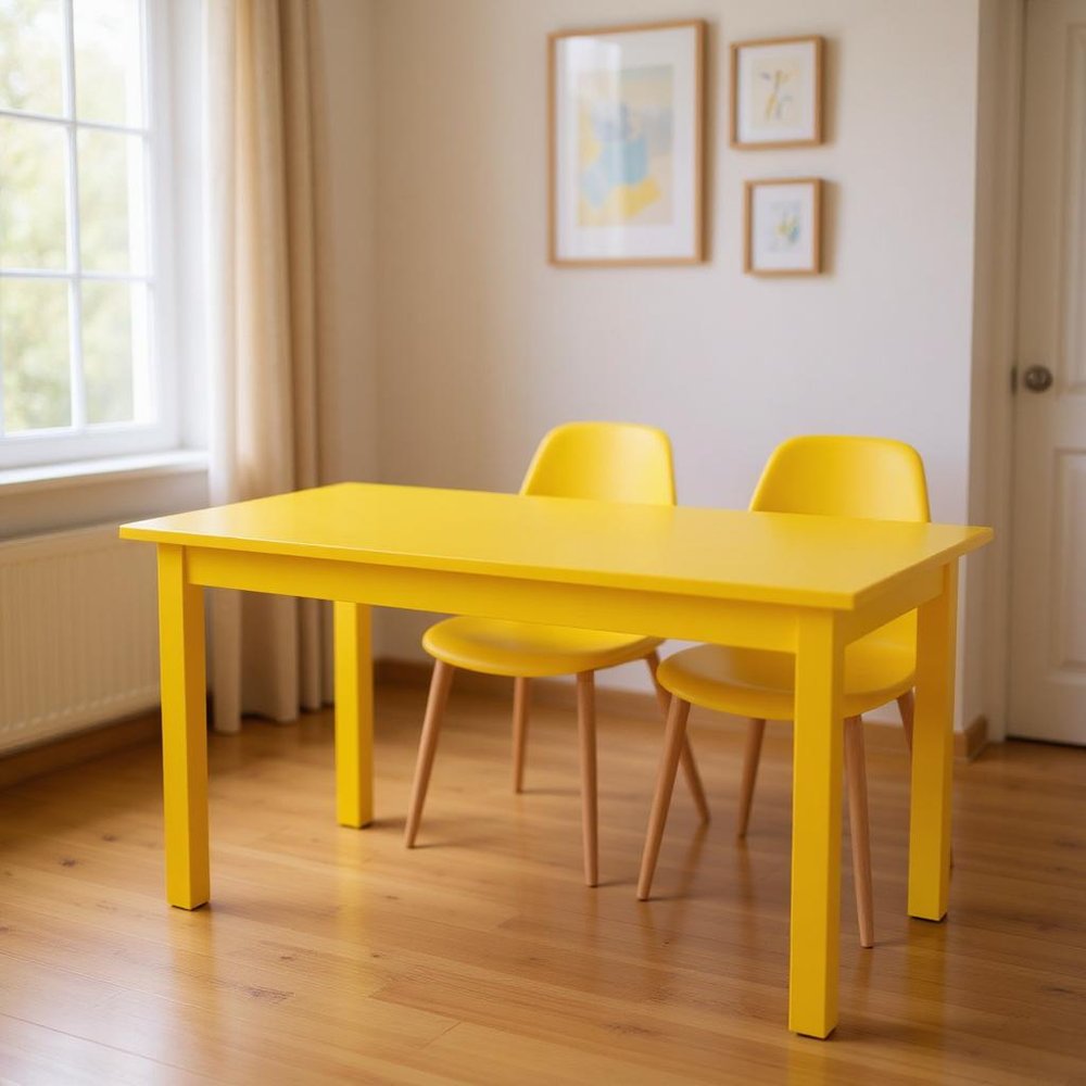 48" Yellow Solid Wood Dining Table HomeRoots