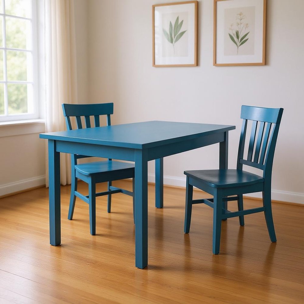 48" Caribbean Blue Solid Wood Dining Table HomeRoots