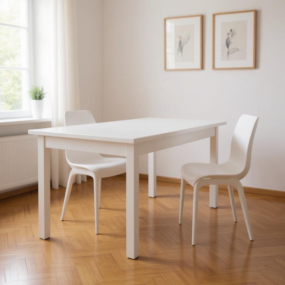 48" White Solid Wood Dining Table HomeRoots