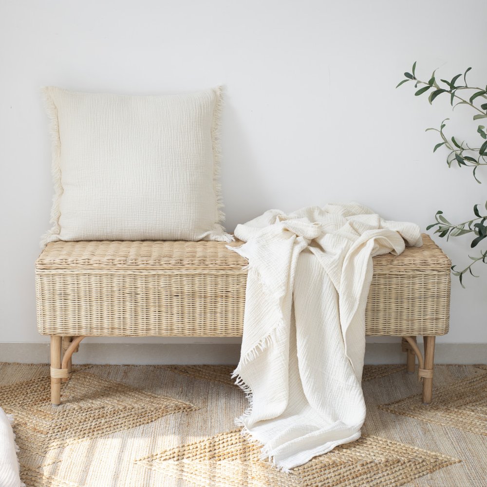 47" X 60" Aqua Cotton Woven Turkish Towel Throw Blanket with Fringe HomeRoots