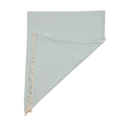 47" X 60" Aqua Cotton Woven Turkish Towel Throw Blanket with Fringe HomeRoots
