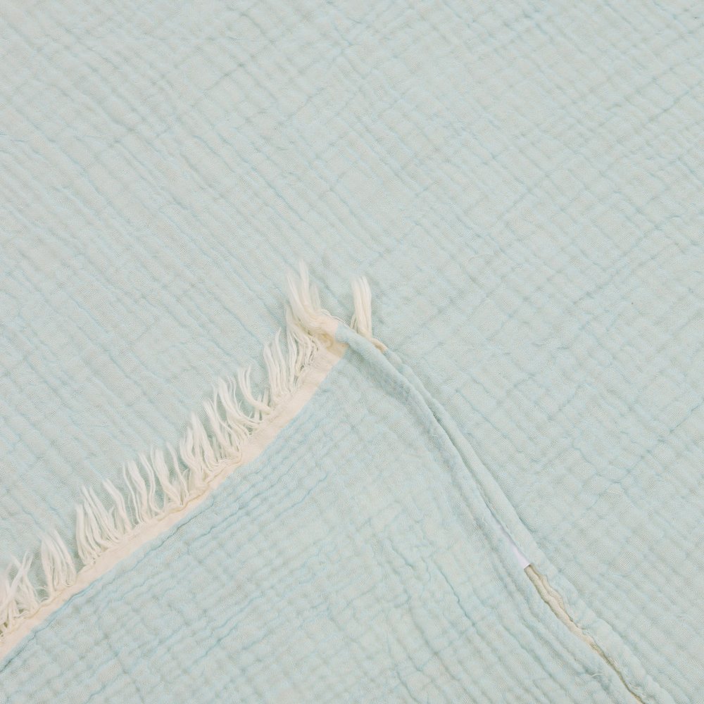47" X 60" Aqua Cotton Woven Turkish Towel Throw Blanket with Fringe HomeRoots