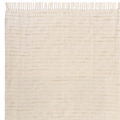 50" X 60" White And Navy Blue Cotton Blend Woven Striped Throw Blanket with Fringe HomeRoots