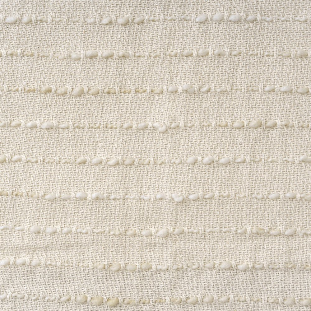 50" X 60" White and Beige Cotton Blend Woven Striped Throw Blanket with Fringe HomeRoots
