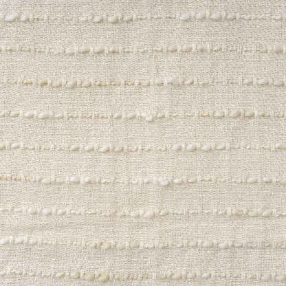50" X 60" White and Beige Cotton Blend Woven Striped Throw Blanket with Fringe HomeRoots