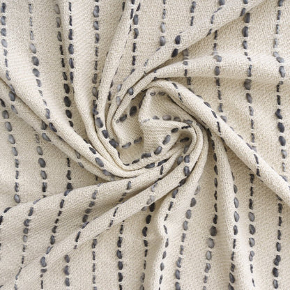 50" X 60" White And Navy Blue Cotton Blend Woven Striped Throw Blanket with Fringe HomeRoots