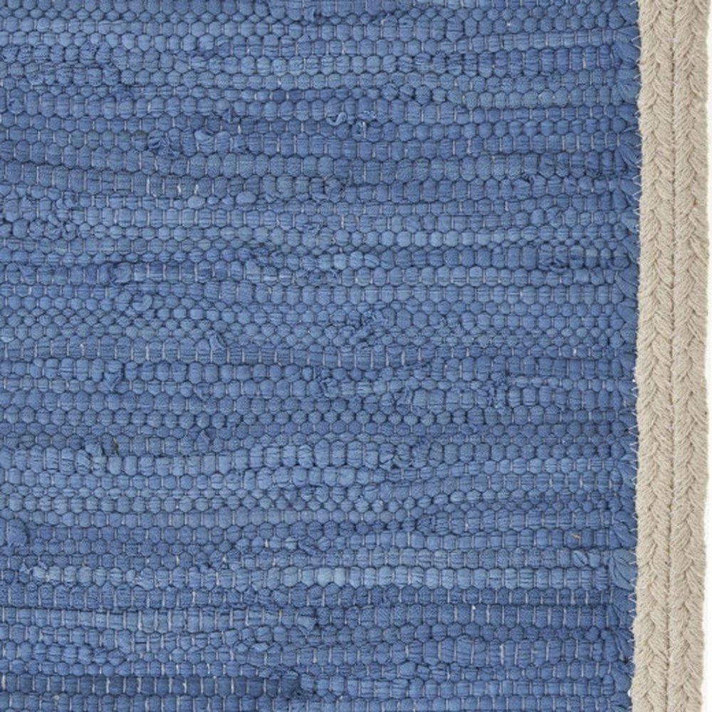 19" Set of Four Blue And Natural Solid With Border Cotton Placemats HomeRoots
