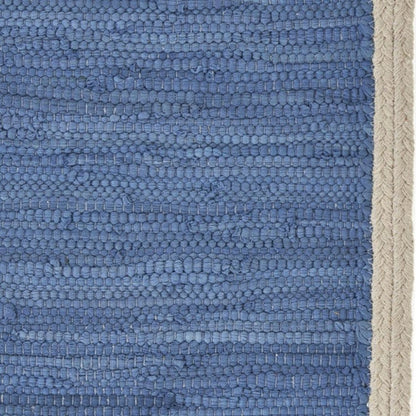 19" Set of Four Blue And Natural Solid With Border Cotton Placemats HomeRoots