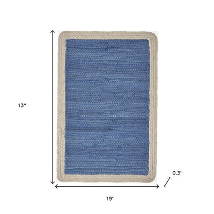 19" Set of Four Blue And Natural Solid With Border Cotton Placemats HomeRoots