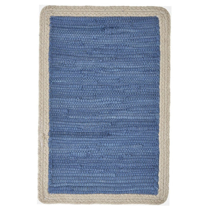 19" Set of Four Blue And Natural Solid With Border Cotton Placemats HomeRoots