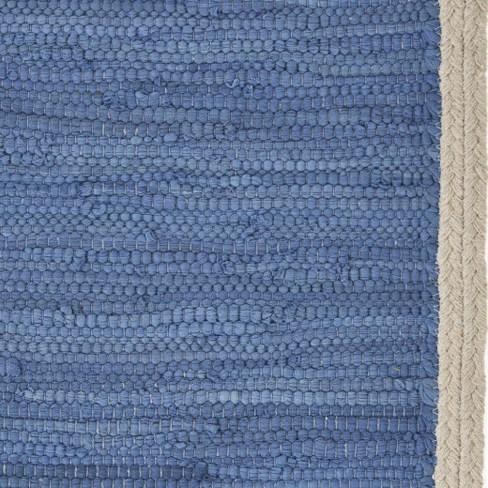 19" Set of Four Blue And Natural Solid With Border Cotton Placemats HomeRoots