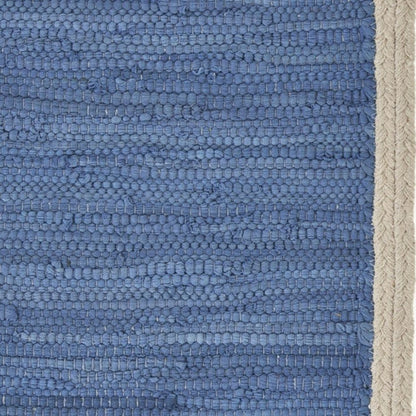 19" Set of Four Blue And Natural Solid With Border Cotton Placemats HomeRoots