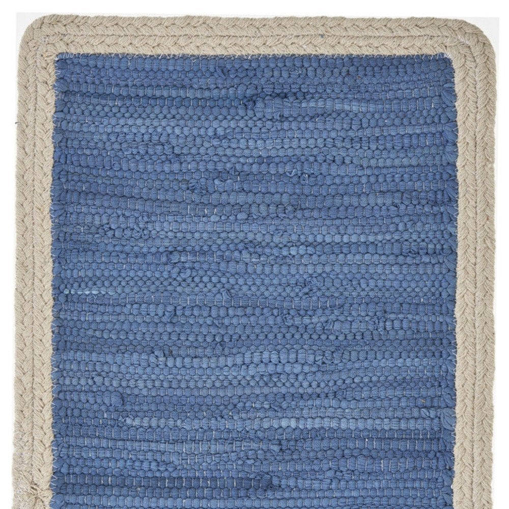 19" Set of Four Blue And Natural Solid With Border Cotton Placemats HomeRoots