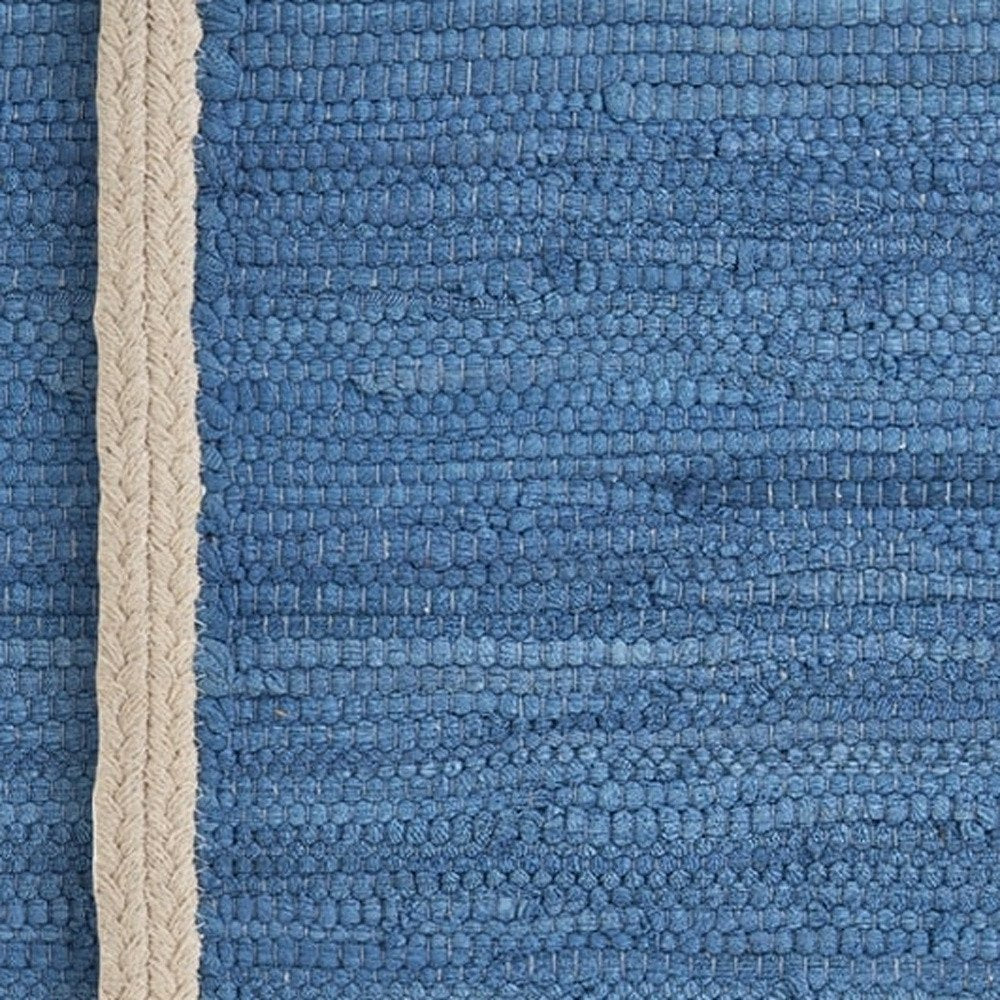 19" Set of Four Blue And Natural Solid With Border Cotton Placemats HomeRoots
