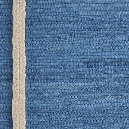 19" Set of Four Blue And Natural Solid With Border Cotton Placemats HomeRoots