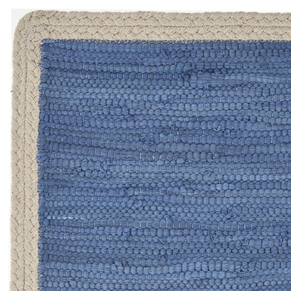 19" Set of Four Blue And Natural Solid With Border Cotton Placemats HomeRoots