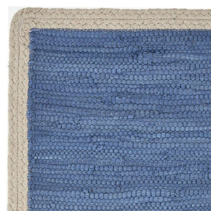 19" Set of Four Blue And Natural Solid With Border Cotton Placemats HomeRoots
