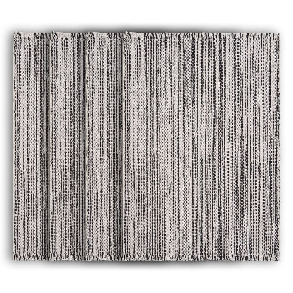 19" Set of Four Black And White Striped Cotton Placemats HomeRoots