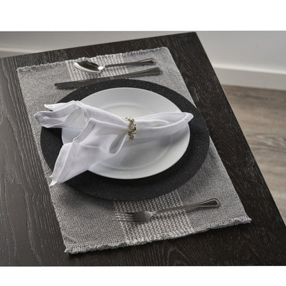 19" Set of Four Gray And White Striped Cotton Placemats HomeRoots