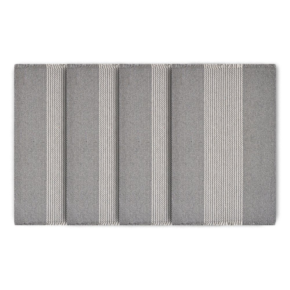 19" Set of Four Gray And White Striped Cotton Placemats HomeRoots