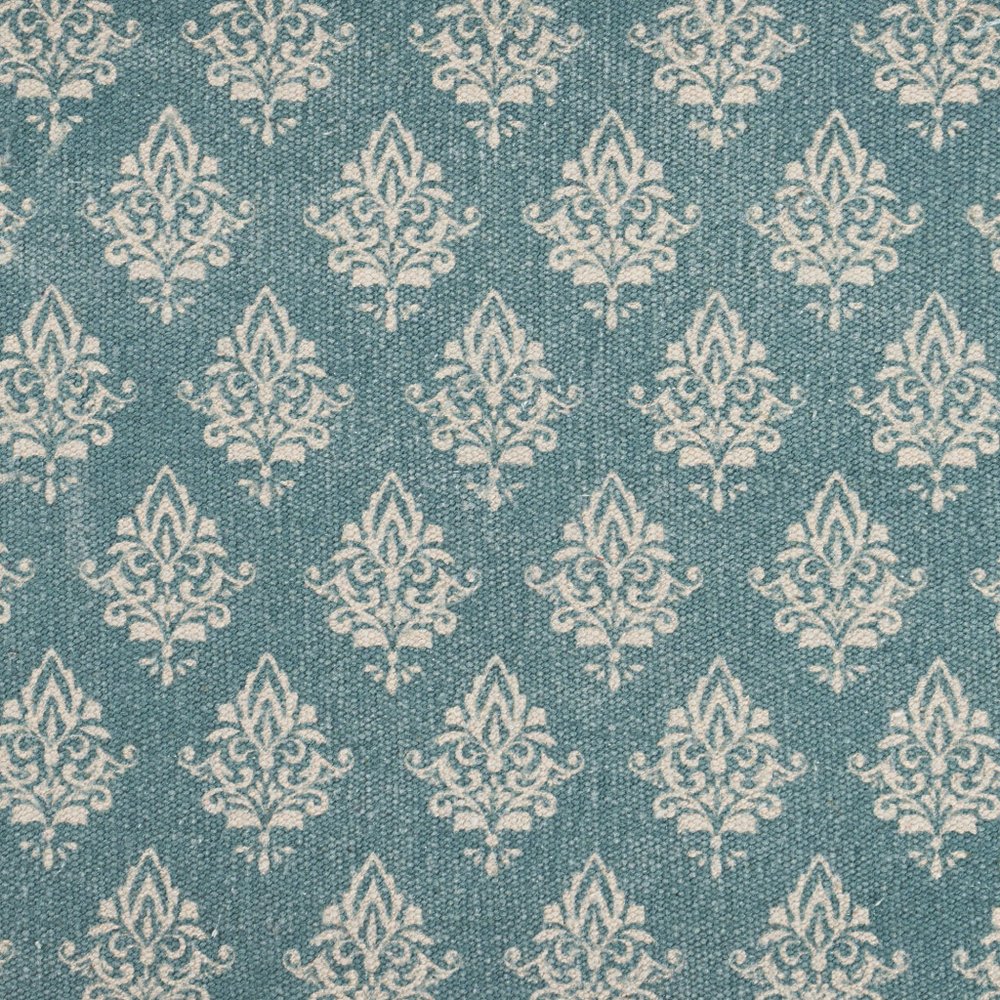 19" Set of Four Cream And Turquoise Damask Cotton Placemats HomeRoots