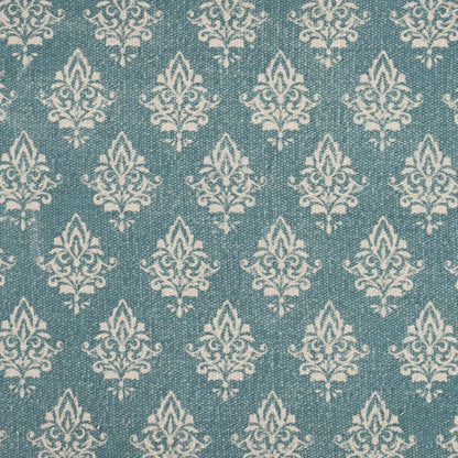 19" Set of Four Cream And Turquoise Damask Cotton Placemats HomeRoots