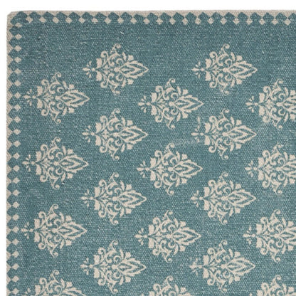 19" Set of Four Cream And Turquoise Damask Cotton Placemats HomeRoots