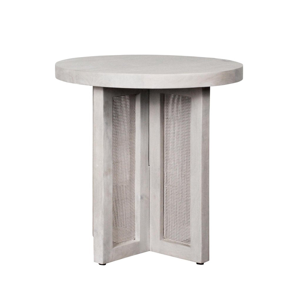 22" Natural Solid Wood And Rattan Round End Table HomeRoots