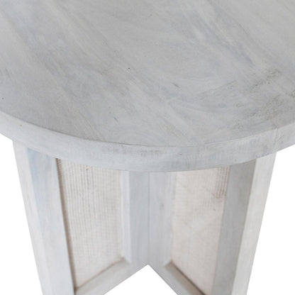 22" Natural Solid Wood And Rattan Round End Table HomeRoots